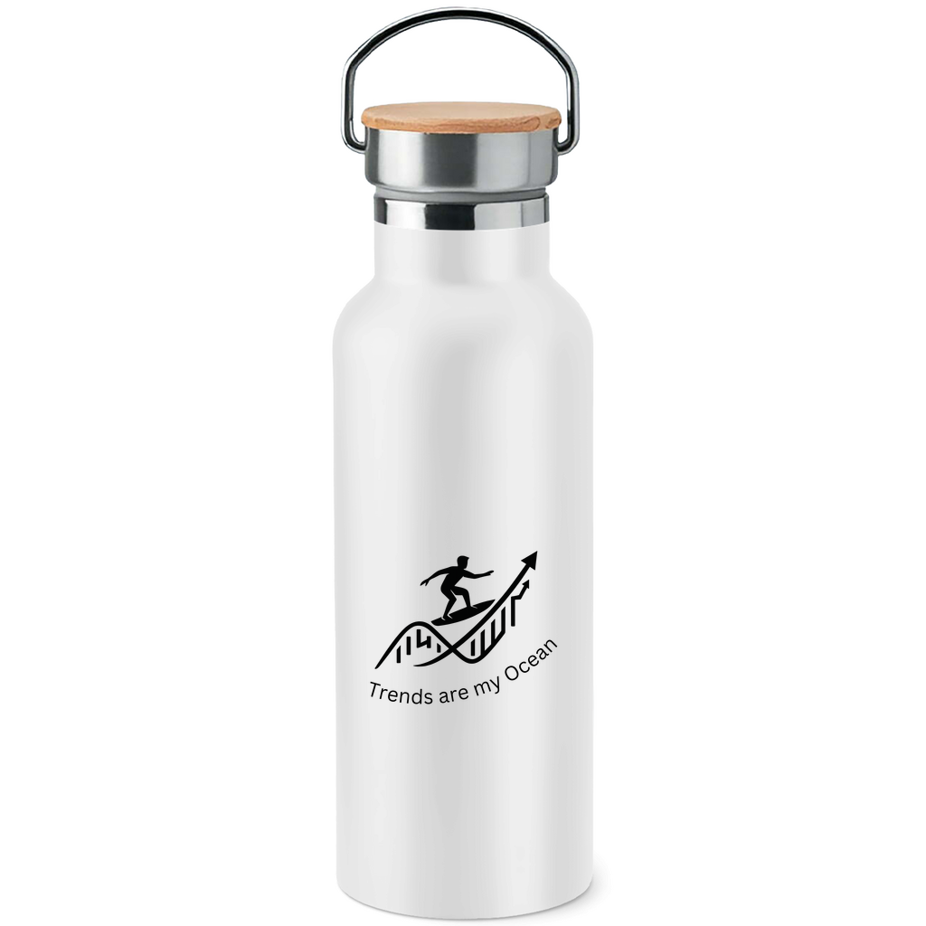 Edelstahl-Trinkflasche mit Bambusdeckel Trends are my Ocean