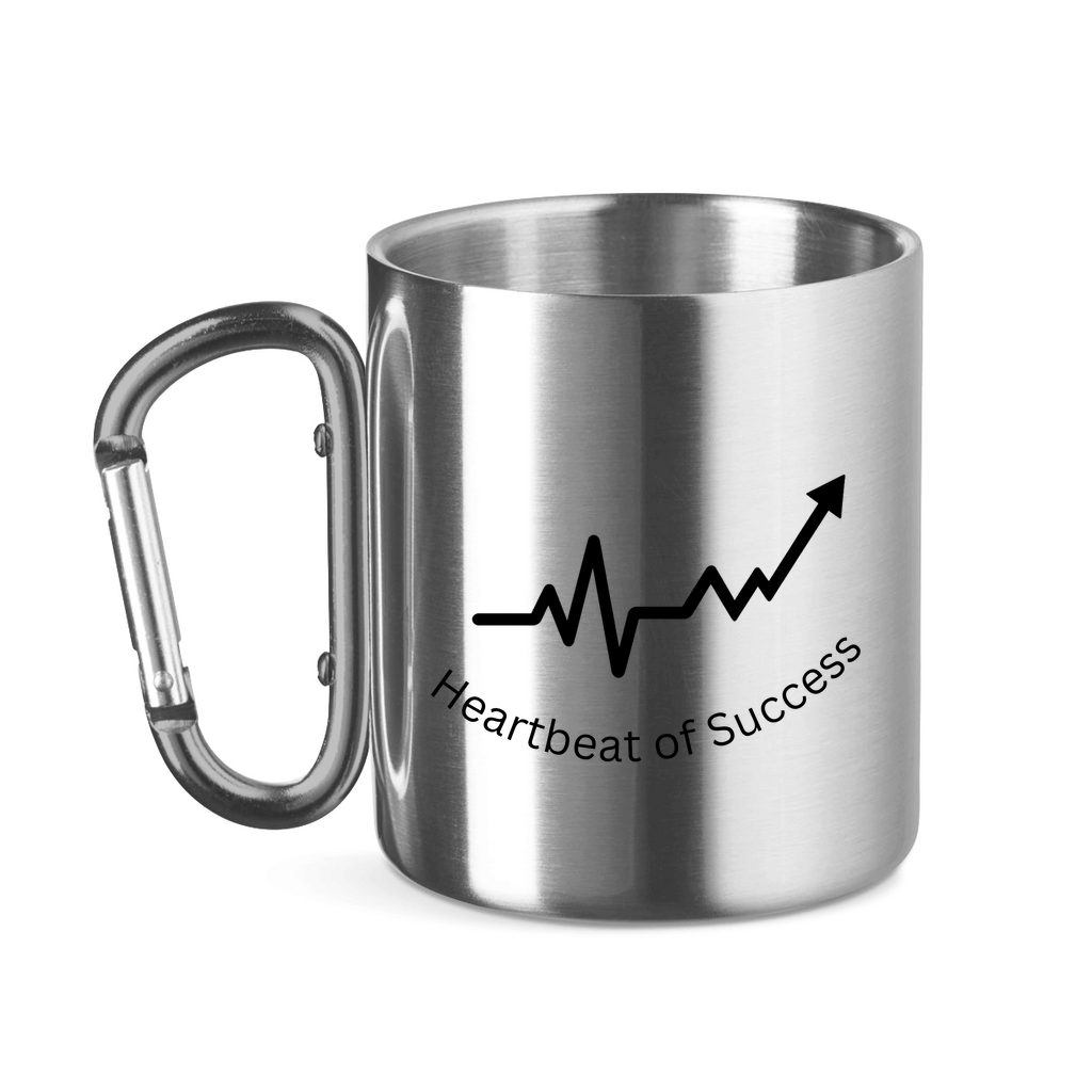 Edelstahltasse mit Karabinergriff Heartbeat of Success