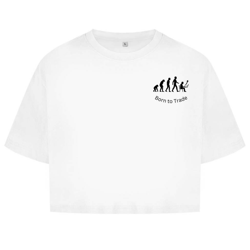 Damen Oversize Crop Top Born to Trade