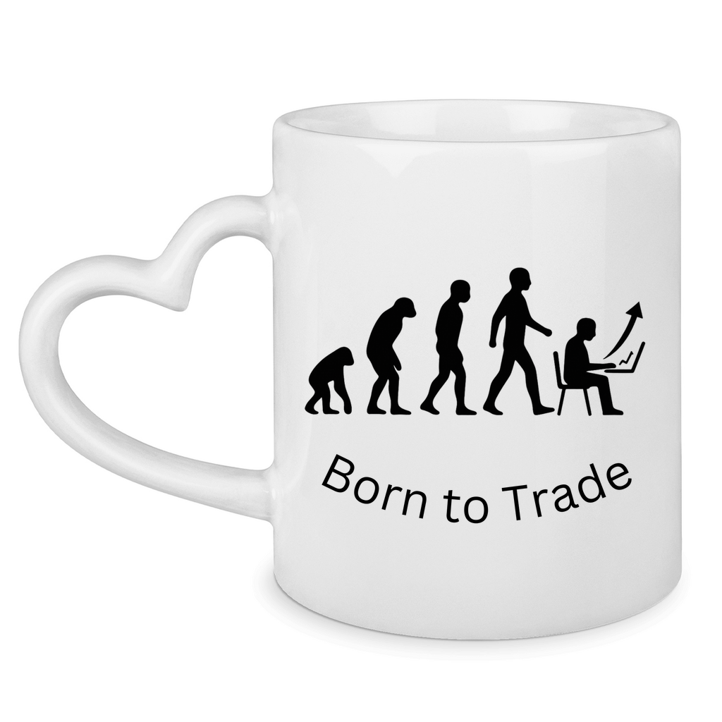 Tasse mit Herzhenkel Born to Trade