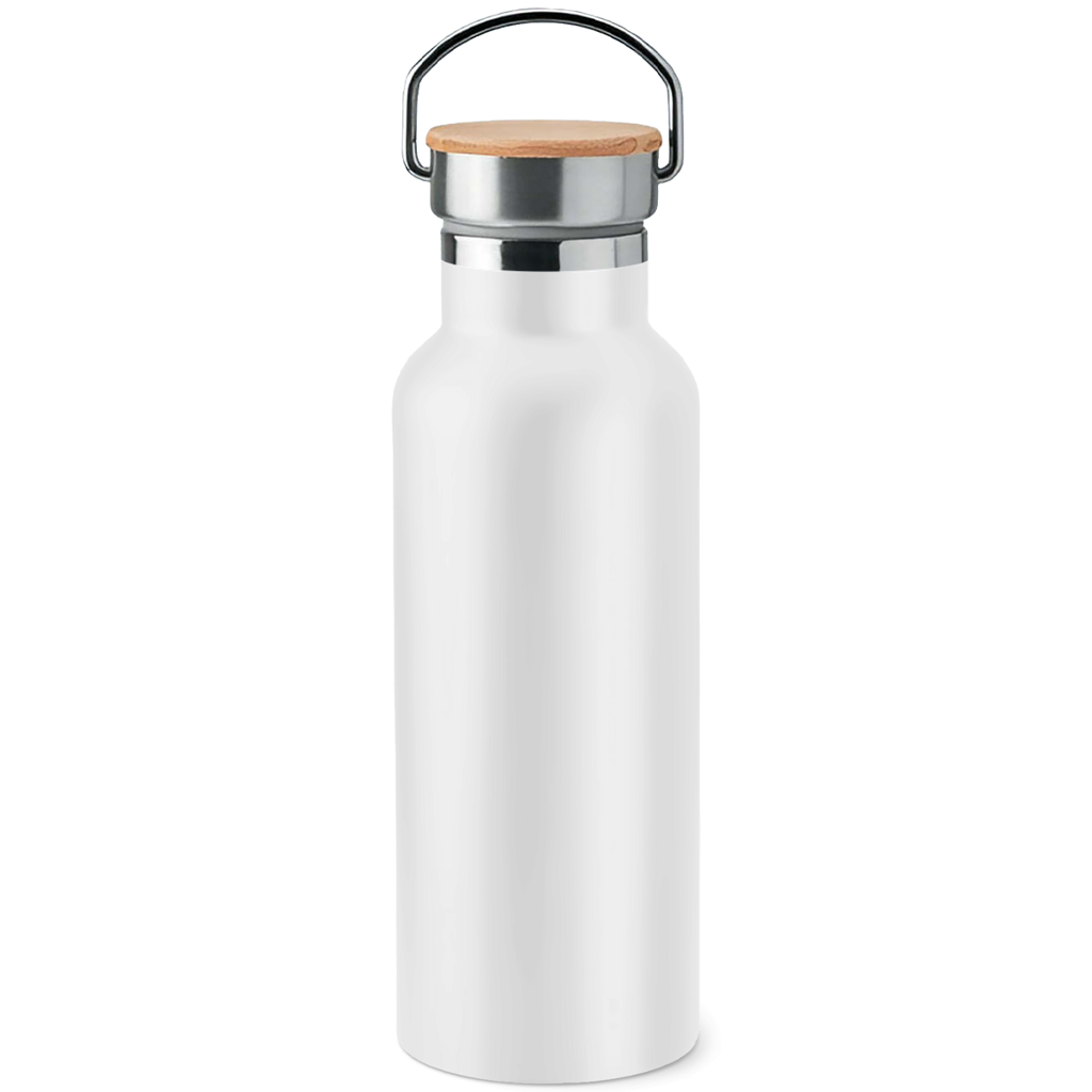 Edelstahl-Trinkflasche mit Bambusdeckel Smile when the Trend is up