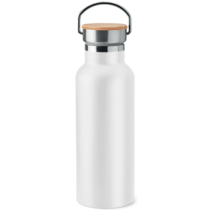 Edelstahl-Trinkflasche mit Bambusdeckel Smile when the Trend is up