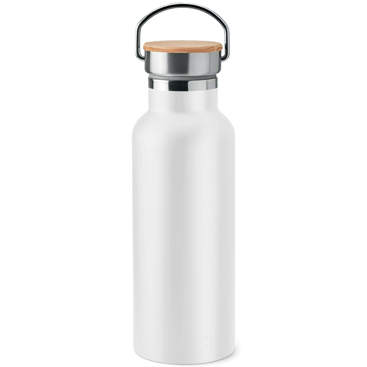 Edelstahl-Trinkflasche mit Bambusdeckel Smile when the Trend is up