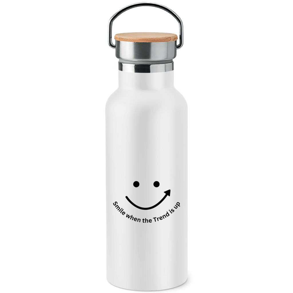 Edelstahl-Trinkflasche mit Bambusdeckel Smile when the Trend is up