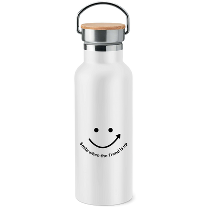 Edelstahl-Trinkflasche mit Bambusdeckel Smile when the Trend is up