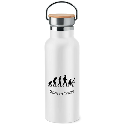Edelstahl-Trinkflasche mit Bambusdeckel Born to Trade