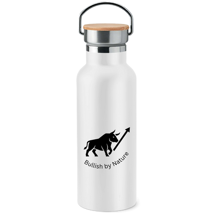 Edelstahl-Trinkflasche mit Bambusdeckel Bullsih by Nature