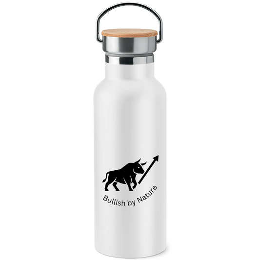 Edelstahl-Trinkflasche mit Bambusdeckel Bullsih by Nature