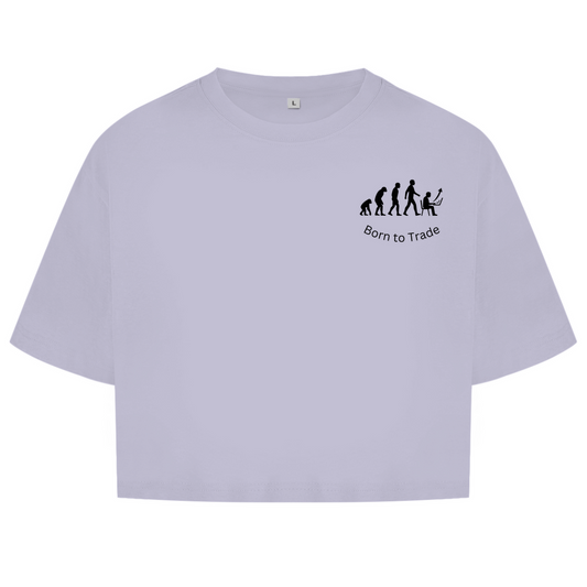 Damen Oversize Crop Top Born to Trade