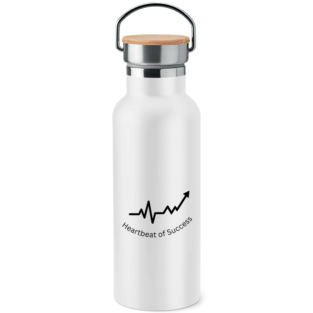 Edelstahl-Trinkflasche mit Bambusdeckel Heartbeat of Success