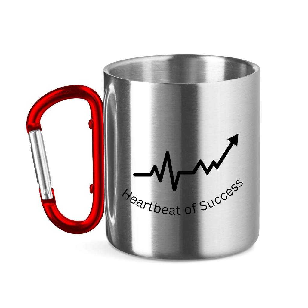 Edelstahltasse mit Karabinergriff Heartbeat of Success