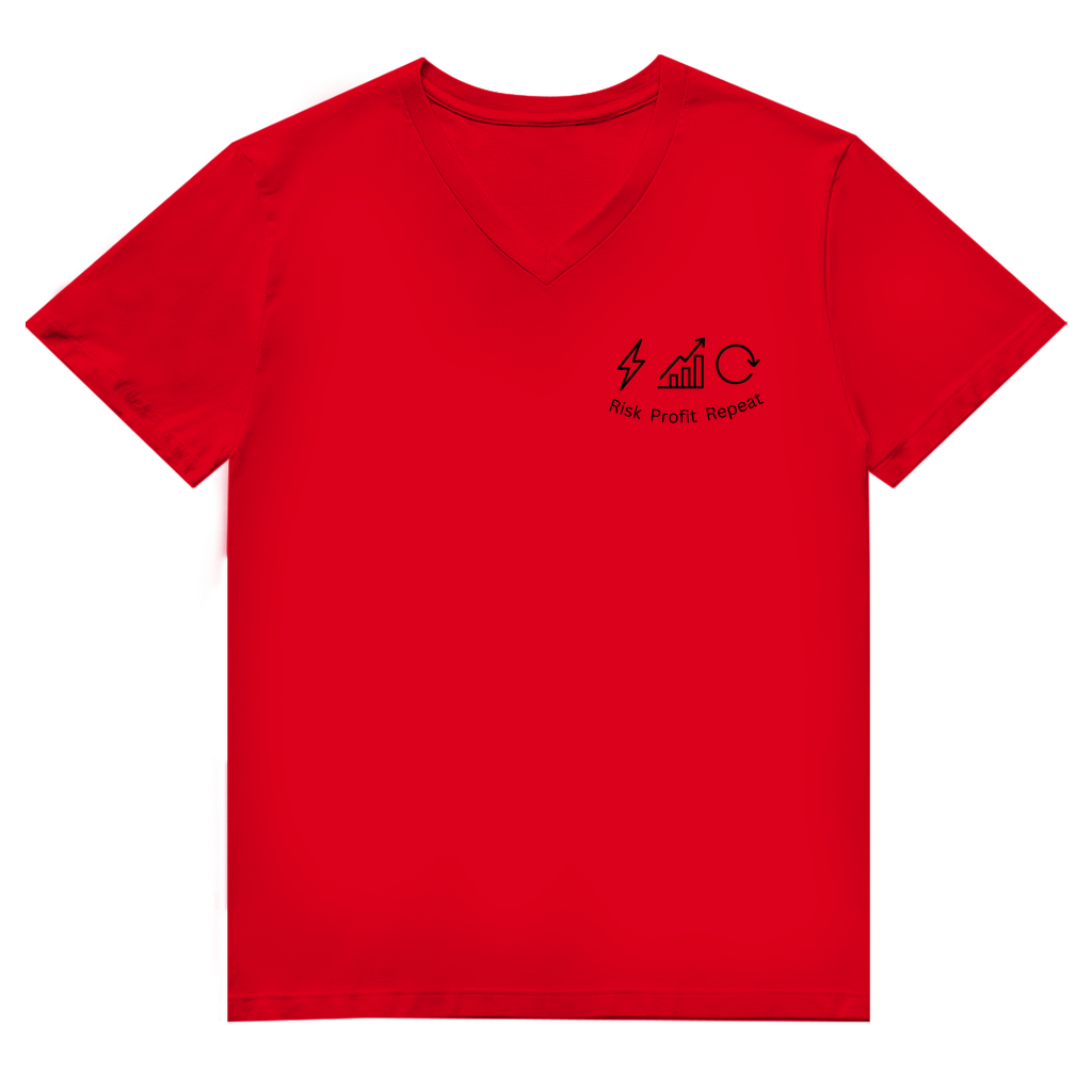 Herren Premium Bio V-Neck T-Shirt Risk Profit Repeat