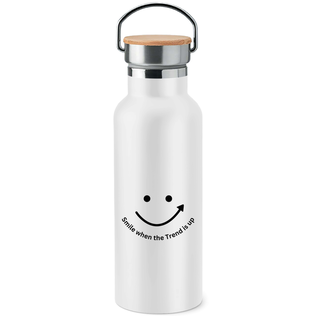 Edelstahl-Trinkflasche mit Bambusdeckel Smile when the Trend is up