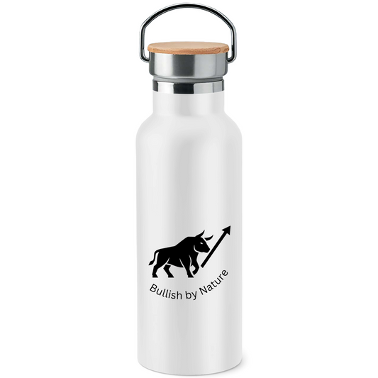 Edelstahl-Trinkflasche mit Bambusdeckel Bullish by Nature