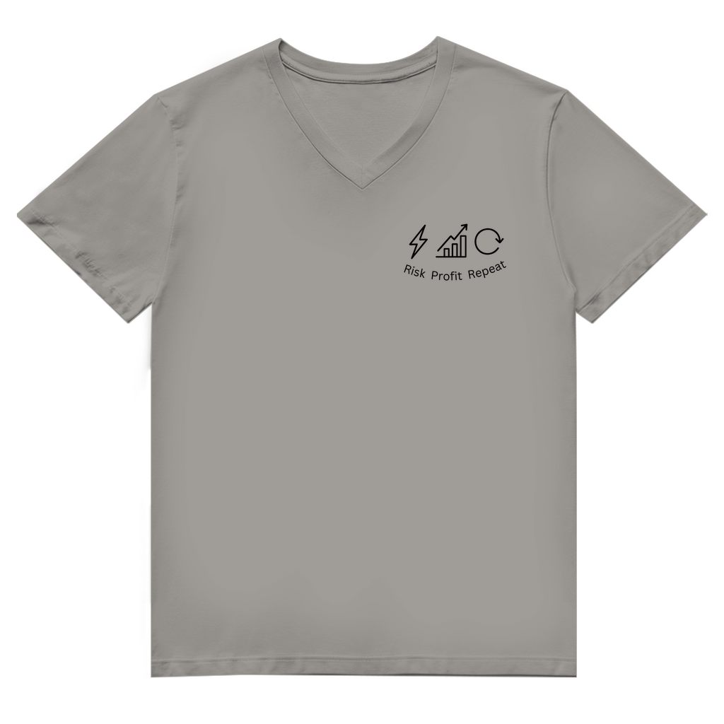 Herren Premium Bio V-Neck T-Shirt Risk Profit Repeat