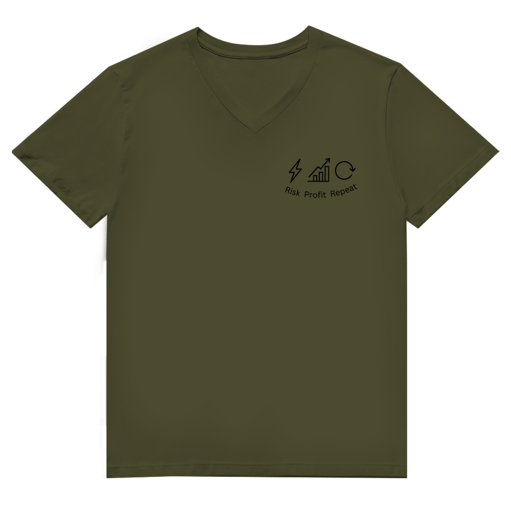 Herren Premium Bio V-Neck T-Shirt Risk Profit Repeat