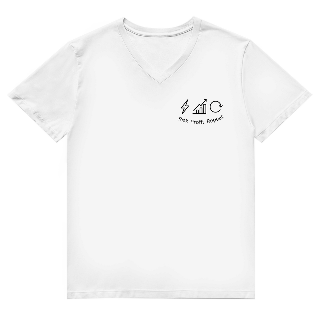 Herren Premium Bio V-Neck T-Shirt Risk Profit Repeat